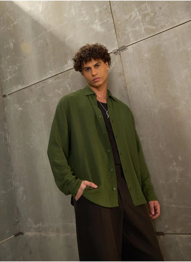 ساسافراس Sassafras Solid Spread Collar Regular Fit Shirt