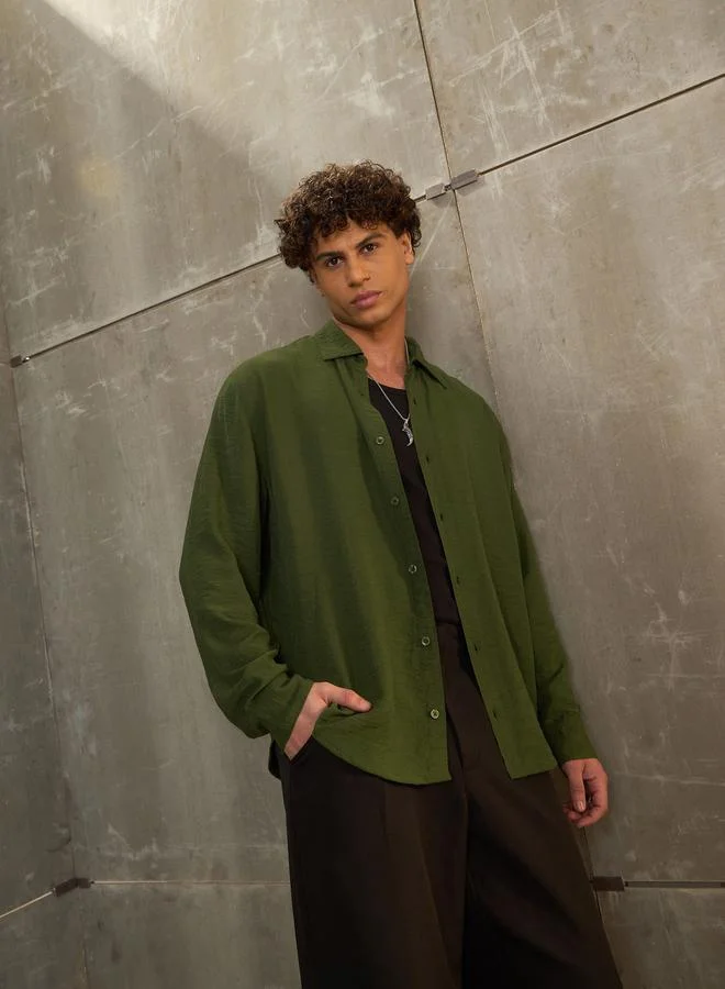 SASSAFRAS SASSAFRAS Solid Spread Collar Regular Fit Shirt