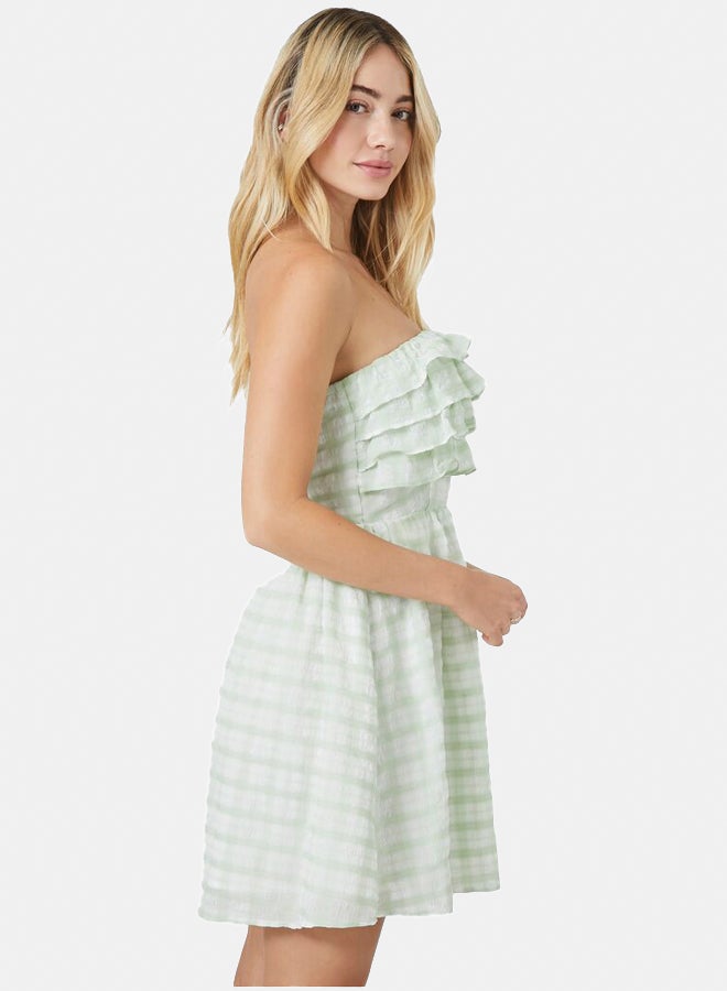 FOREVER 21 Strapless Plaid Ruffle Mini Dress - Image 5