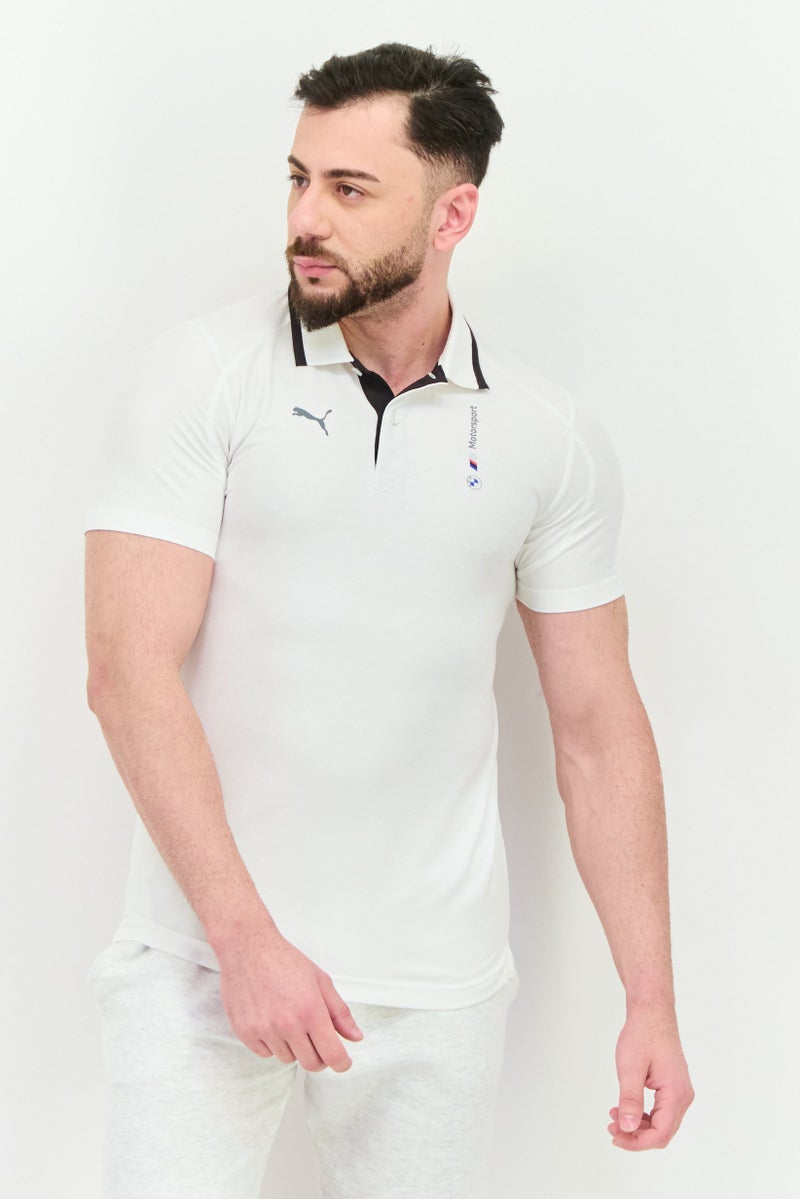 PUMA قميص بولو رياضي للرجال من بومه x بي إم دبليو للسباقات، أبيض - Image 1
