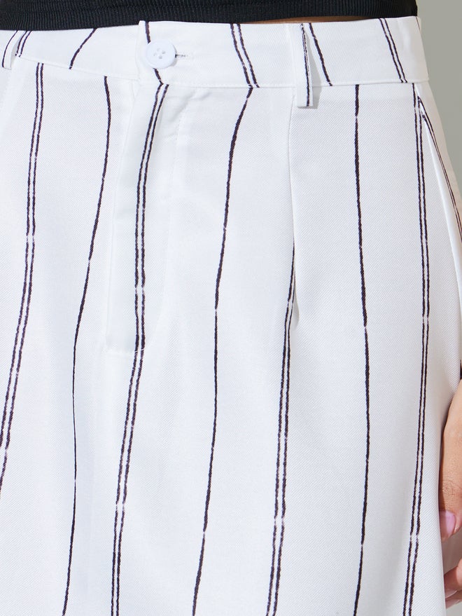 Styli White A-Line Maxi Skirt with Pinstripes - Image 3