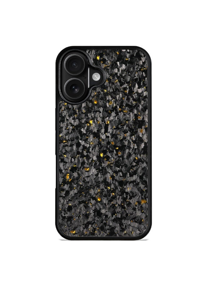 سولاري غطاء حماية مقاوم للصدمات لهاتف iPhone 17 بتصميم لامع من ألياف الكربون السوداء والذهب، غطاء خلفي ضيق مضاد للخدش (ذهبي) - Image 1