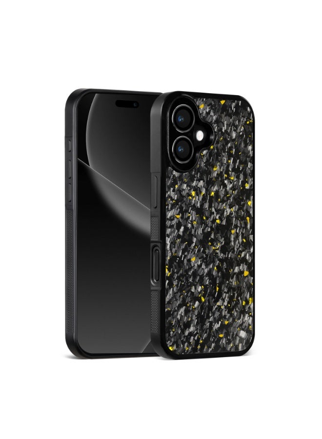 سولاري غطاء حماية مقاوم للصدمات لهاتف iPhone 17 بتصميم لامع من ألياف الكربون السوداء والذهب، غطاء خلفي ضيق مضاد للخدش (ذهبي) - Image 2