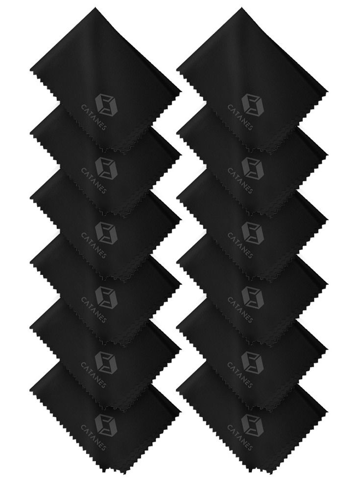 CATANES 12 Pack Of Microfiber Cleaning Cloth Premium Cloth for Glasses Lens Screens and More Black  - Image 2