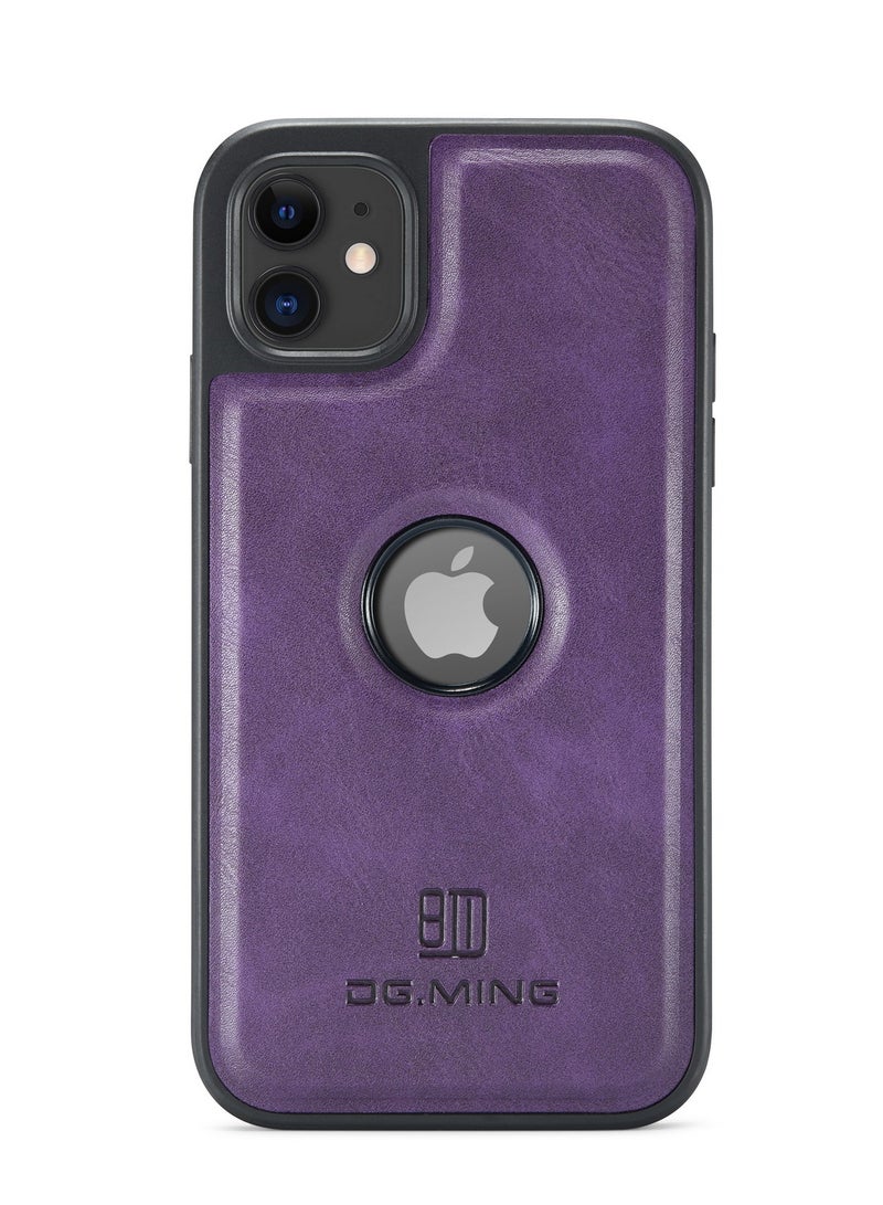 DGMING Case Cover Premium Leather Back with Logo CutOut Shockproof Compatible with  Iphone 11 (Purple)  - Image 2