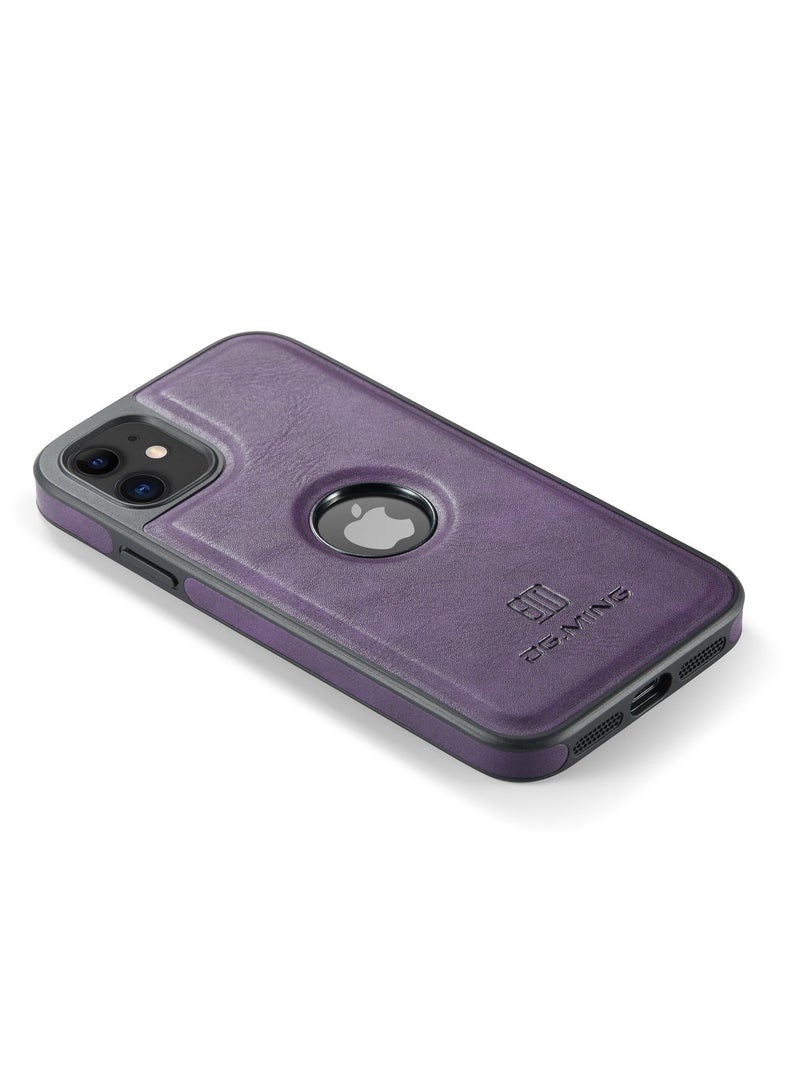 DGMING Case Cover Premium Leather Back with Logo CutOut Shockproof Compatible with  Iphone 11 (Purple)  - Image 3