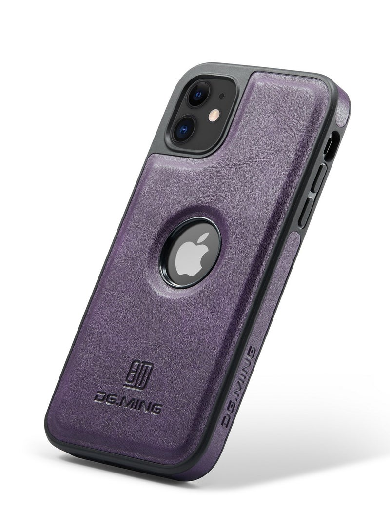 DGMING Case Cover Premium Leather Back with Logo CutOut Shockproof Compatible with  Iphone 11 (Purple)  - Image 1