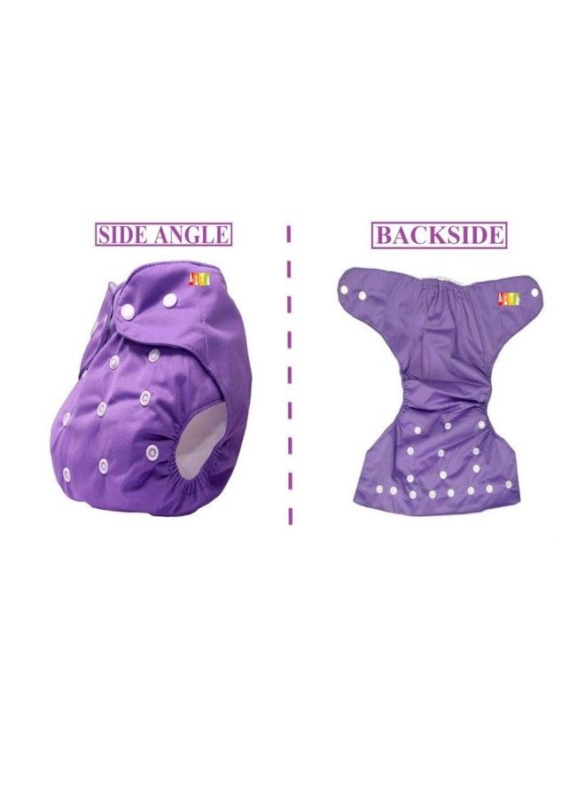 Alya Pocket Button Style Solid Reusable Cloth Diaper All In One Adjustable Washable Diapers Nappies(Without Inserts) For Toddlers New Borns(024 Months316Kg) (Pack Of 3 Bluepurplepink) - Image 4