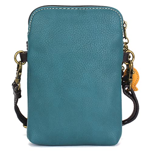 CHALA Cat Collection Cell Phone Crossbody Purse-Women PU Leather/Canvas Multicolor Handbag with Adjustable Strap - Tabby Cat - gray - turquoise - Image 3