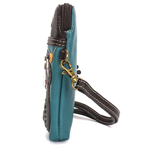 CHALA Cat Collection Cell Phone Crossbody Purse-Women PU Leather/Canvas Multicolor Handbag with Adjustable Strap - Tabby Cat - gray - turquoise - Image 4