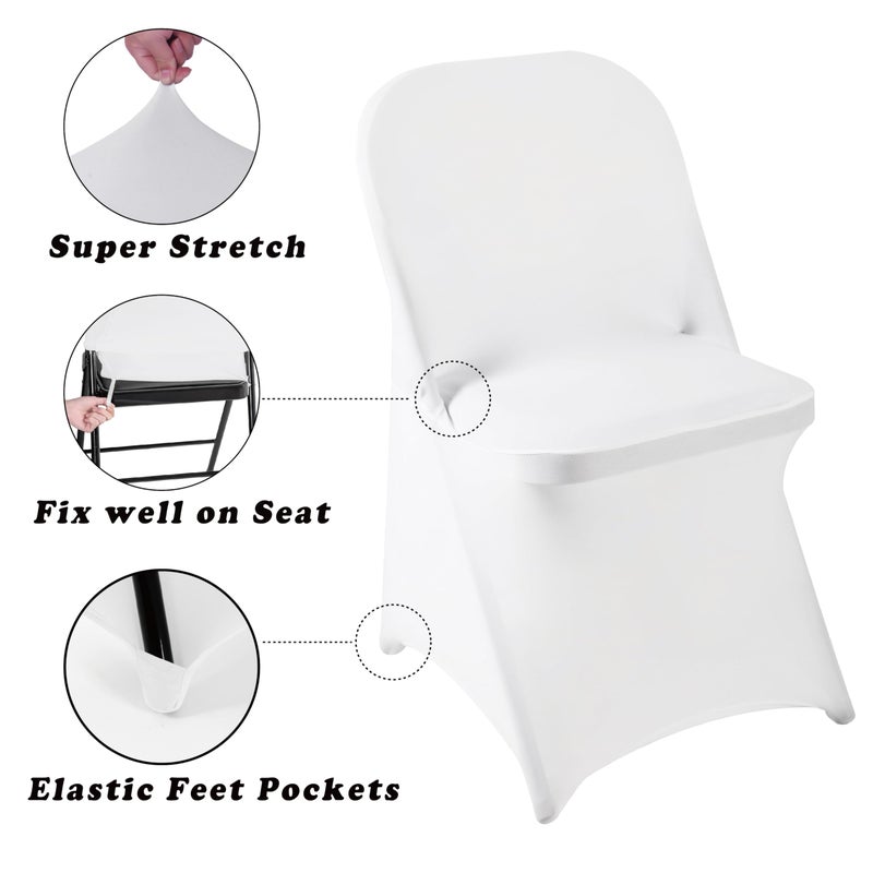 eccwai 36 PCS Waterproof Stretch Spandex Folding Chair Covers, Dining Room Chair Slipcovers Protector for Wedding, Banquet, Party, Holidays, Celebration and Decorationï¼ˆWhiteï¼‰ - Image 3