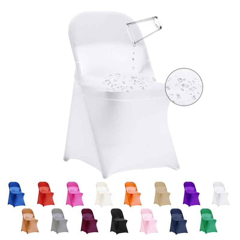 eccwai 36 PCS Waterproof Stretch Spandex Folding Chair Covers, Dining Room Chair Slipcovers Protector for Wedding, Banquet, Party, Holidays, Celebration and Decorationï¼ˆWhiteï¼‰ - Image 1