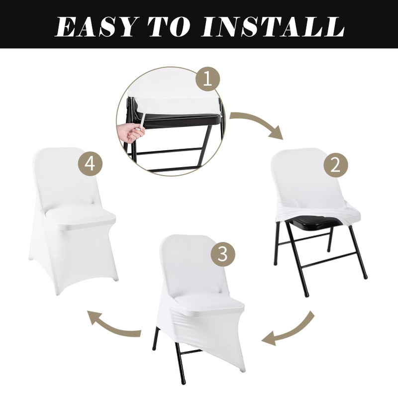 eccwai 36 PCS Waterproof Stretch Spandex Folding Chair Covers, Dining Room Chair Slipcovers Protector for Wedding, Banquet, Party, Holidays, Celebration and Decorationï¼ˆWhiteï¼‰ - Image 4