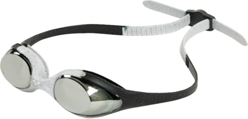 ARENA Unisex Youth Spider Junior Swim Goggles Girls and Boys Ages 6 to 12 Anti-Fog Mirror Lens Easy to Adjust Strap No Leak, Silver/Gray/Black