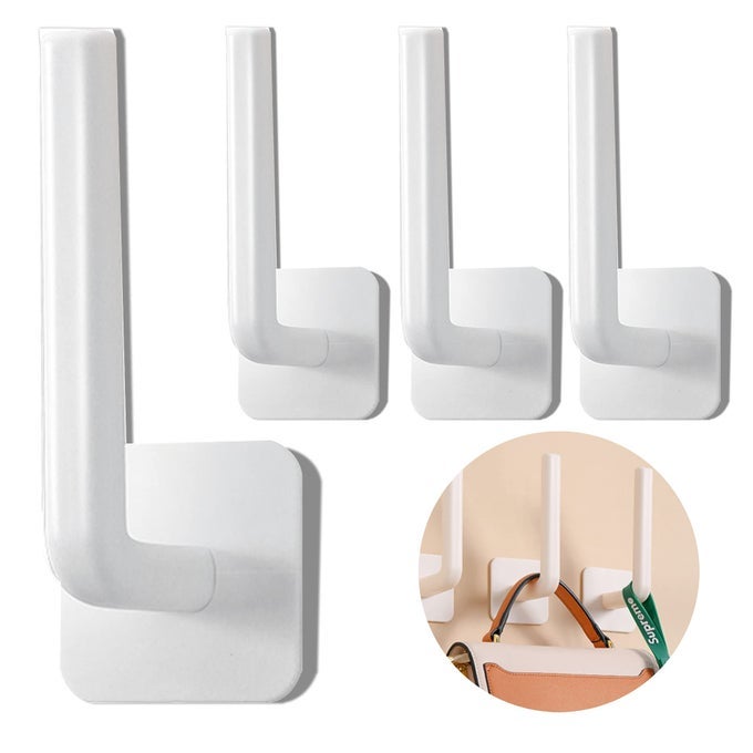 4PCS WALL HOOKSMULTIPURPOSE WALL HANGERS FOR HANGING COATS 3M HEAVY DUTY SELF ADHESIVE HOOKS FOR BEDROOM BATHROOM KITCHEN OFFICE HANGING