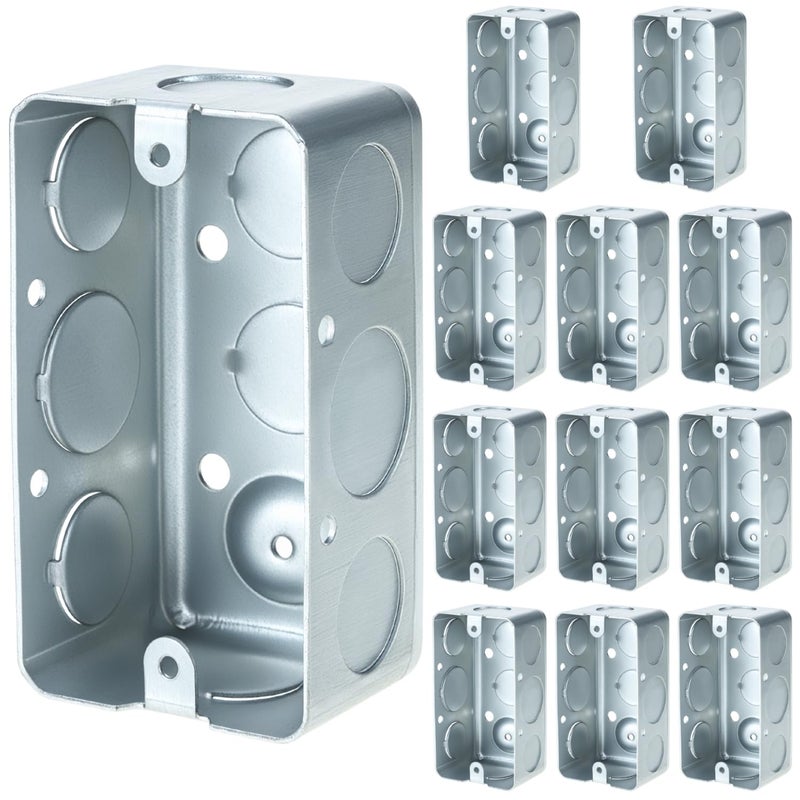 QWORK Electrical Box 12-Pack, 4x2 Inch Outlet Box,13 Cubic Inches, Ten 1/2 Inch Knockouts Electrical Box,1-7/8" Deep, Galvanized Steel - Image 1