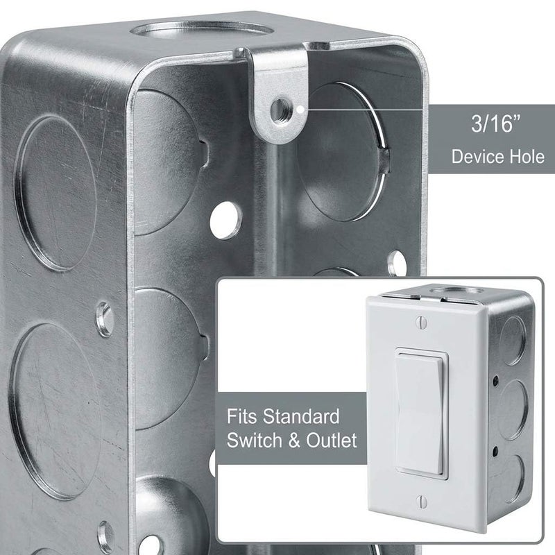 QWORK Electrical Box 12-Pack, 4x2 Inch Outlet Box,13 Cubic Inches, Ten 1/2 Inch Knockouts Electrical Box,1-7/8" Deep, Galvanized Steel - Image 4