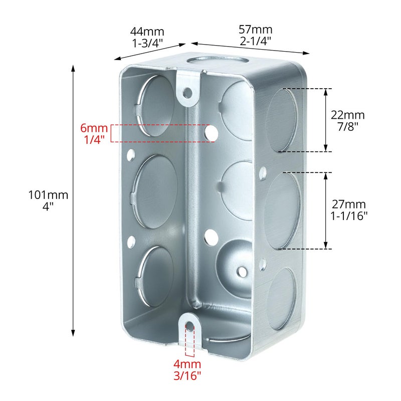 QWORK Electrical Box 12-Pack, 4x2 Inch Outlet Box,13 Cubic Inches, Ten 1/2 Inch Knockouts Electrical Box,1-7/8" Deep, Galvanized Steel - Image 2