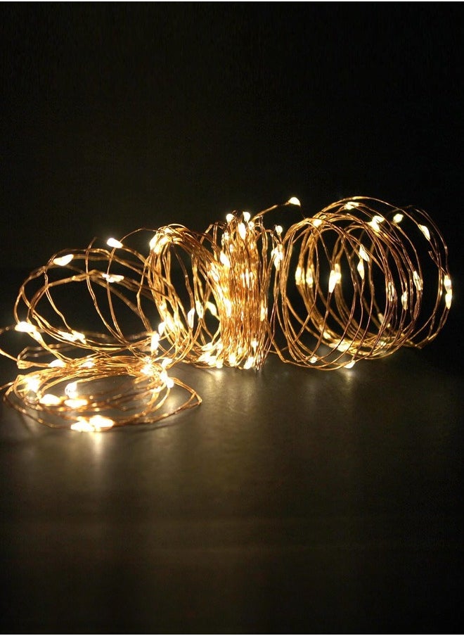 Tersely - Fairy Christmas Diwali Ramadan Lights Battery Operated, 10M/33ft/100 LED Warm White String Light, Waterproof Battery Case, Indoor Lights for Xmas Tree Wedding,Party Events Garden Spring Decoration - Image 1