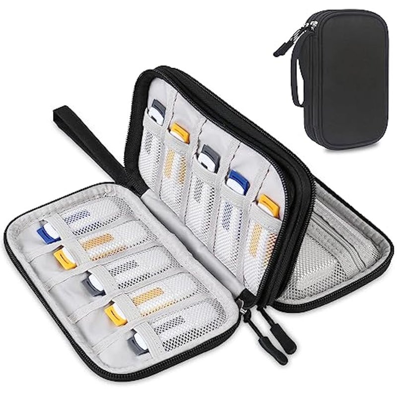 لاكدو حافظة ذاكرة فلاش يو اس بي، حافظة حامل الابهام، منظم ملحقات الكترونية، شنطة تخزين محمولة لسانديسك وسامداتا وسامسونج وذاكرة فلاش USB جامب درايف وبطاقة SD والكيبل، اسود - Image 1