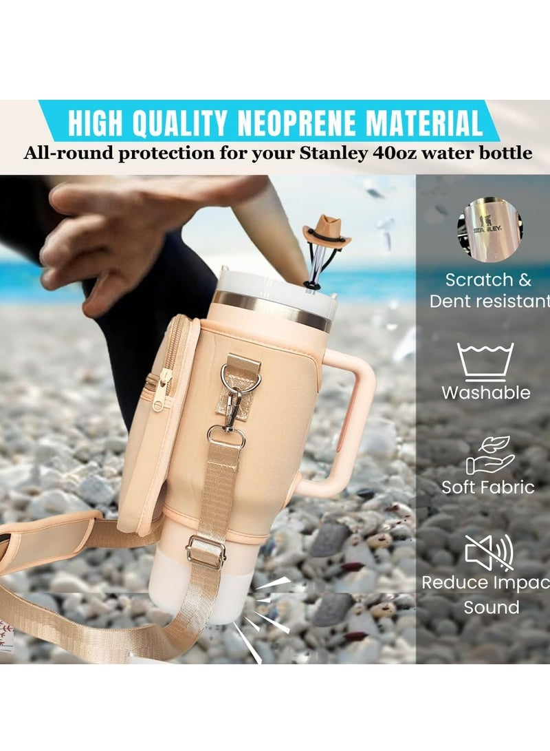 Loquat 3-in-1 Water Bottle Holder for Stanley Water Bottle with Adjustable Strap，Water Bottle Carrier Bag with Phone Pocket - Image 3