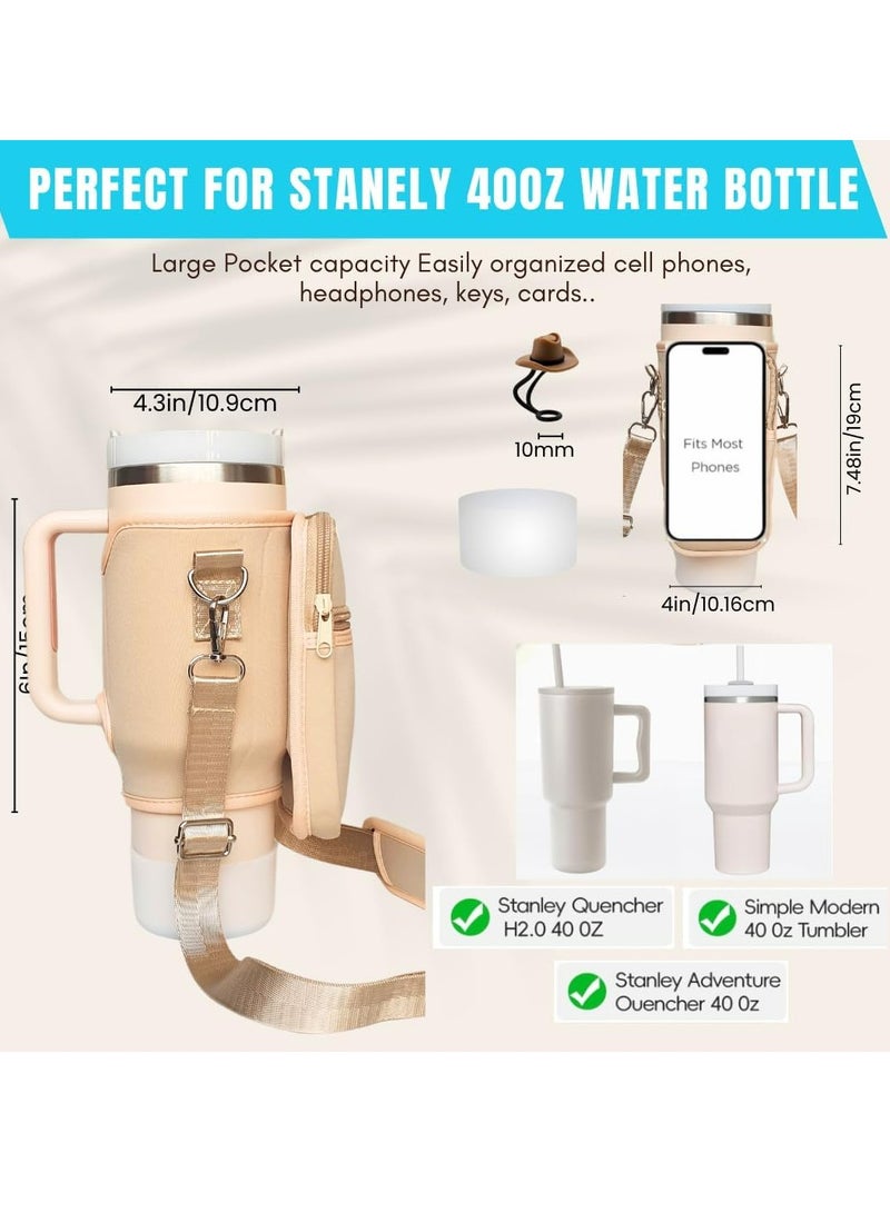 Loquat 3-in-1 Water Bottle Holder for Stanley Water Bottle with Adjustable Strap，Water Bottle Carrier Bag with Phone Pocket - Image 2