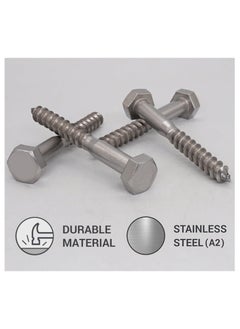 Duravel Duravel 10 Pcs Galvanized (G.I) Hex Head Coach Screws with Washer & Plug Wood Working for Holding Together Heavy Timber & Concrete Working 8mm,Length 4 Inch  - Image 2