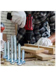 Duravel Duravel 10 Pcs Galvanized (G.I) Hex Head Coach Screws with Washer & Plug Wood Working for Holding Together Heavy Timber & Concrete Working 8mm,Length 4 Inch  - Image 4