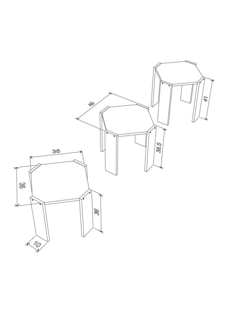 Generic Home Nestling Coffee Table || For Living Room || Modern Nestling Table Set of 3 pcs || White Colour End Table, Side Table Sofa  - Image 3