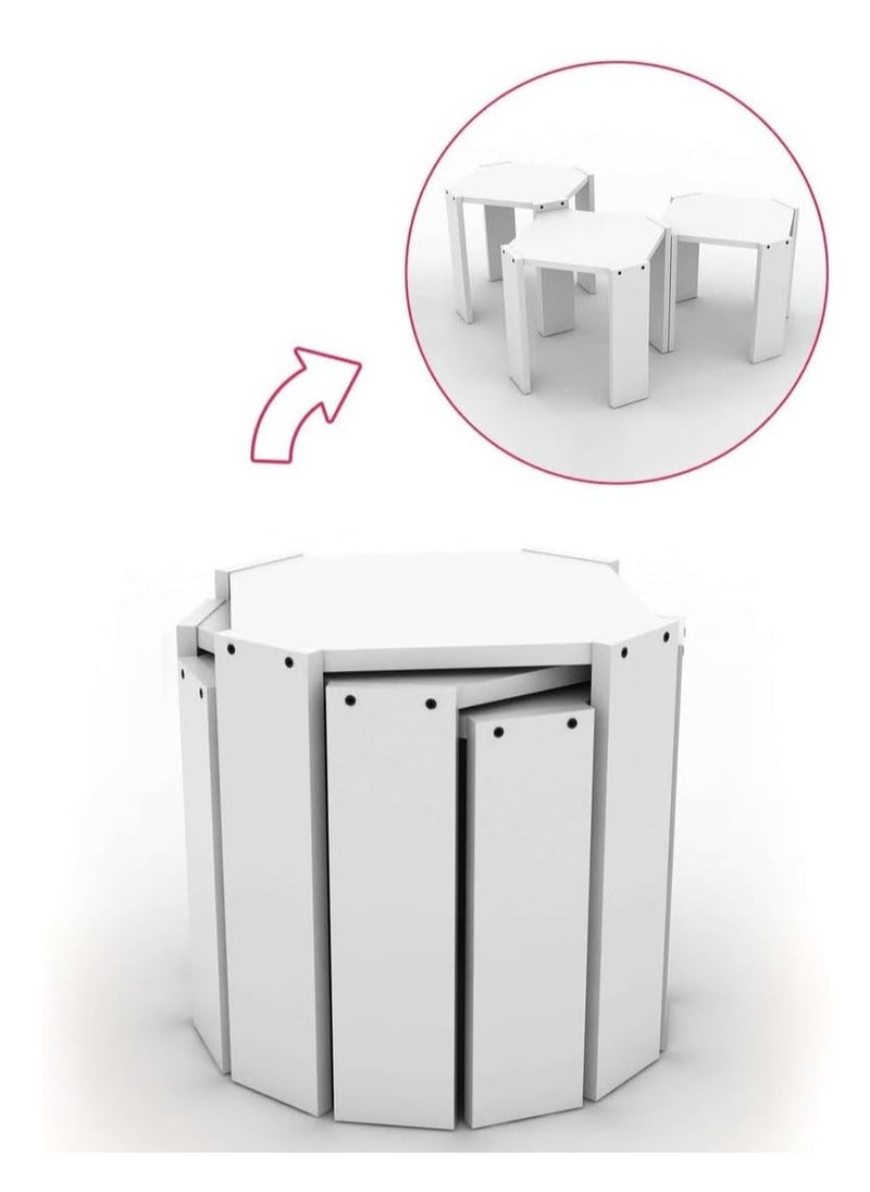 Generic Home Nestling Coffee Table || For Living Room || Modern Nestling Table Set of 3 pcs || White Colour End Table, Side Table Sofa  - Image 4