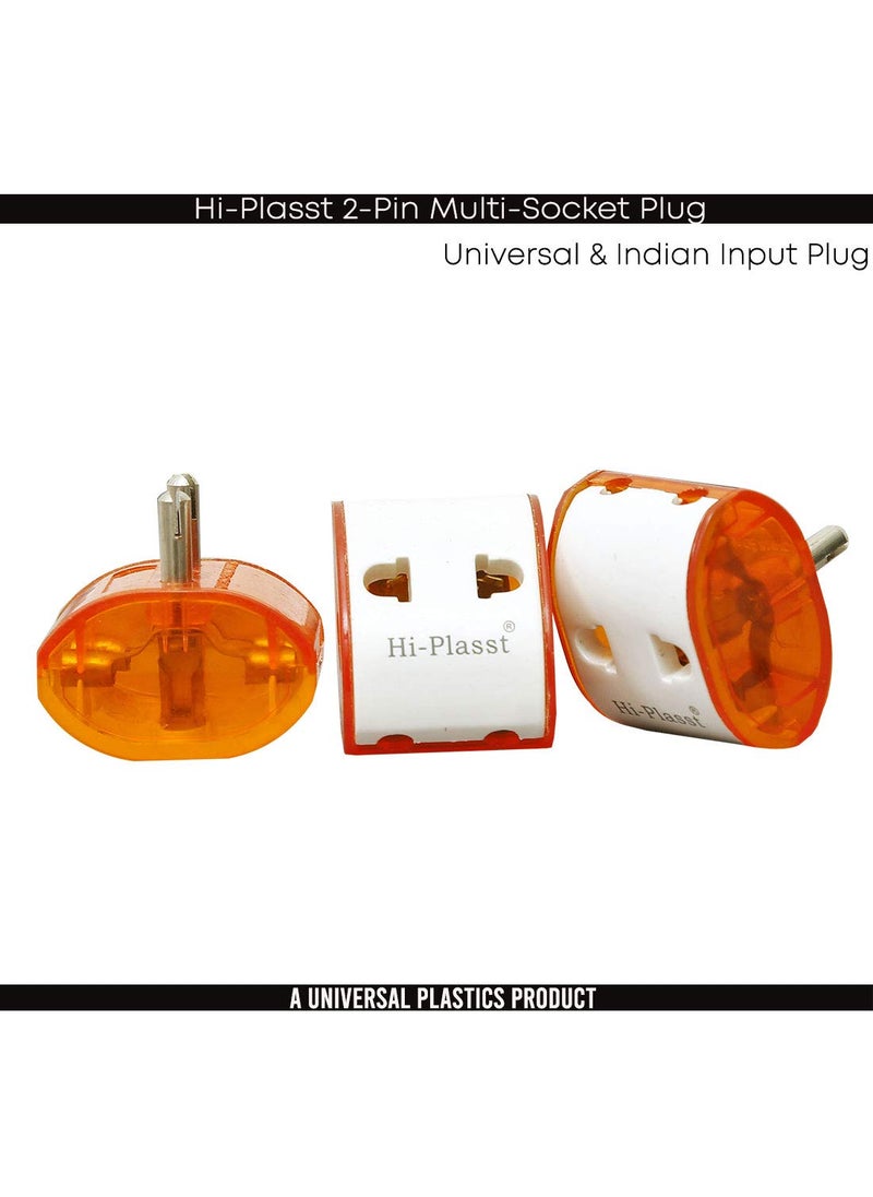 HI PLASST PINS N PLUGS HiPlasst Pack of 2 2Pin Multiplug Travel Adapter USAUKJapanChina to India Type D 6A Converter Plug for Diwali Lights Mobile Chargers Other Small Electronics  - Image 3