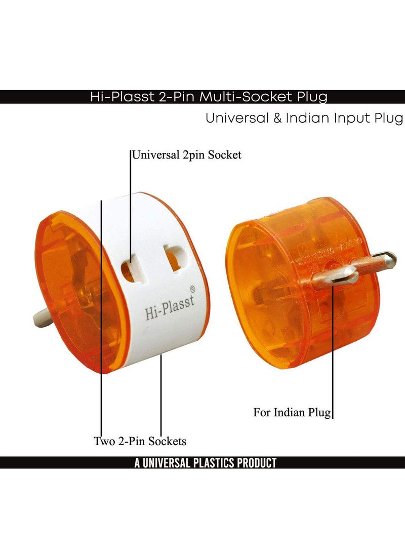 HI PLASST PINS N PLUGS HiPlasst Pack of 2 2Pin Multiplug Travel Adapter USAUKJapanChina to India Type D 6A Converter Plug for Diwali Lights Mobile Chargers Other Small Electronics  - Image 2