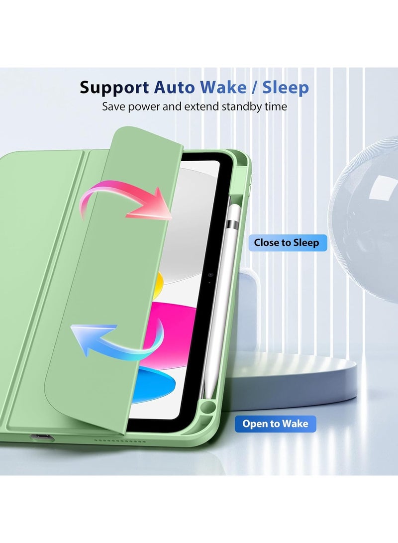 DUSALA Case for iPad (A16) 11th Generation 11 Inch 2025, iPad 10th Generation Case 10.9 Inch 2022 with Pencil Holder,Slim Protective Cover with Clear Back Shell,Auto Wake/Sleep, (Green) - Image 5