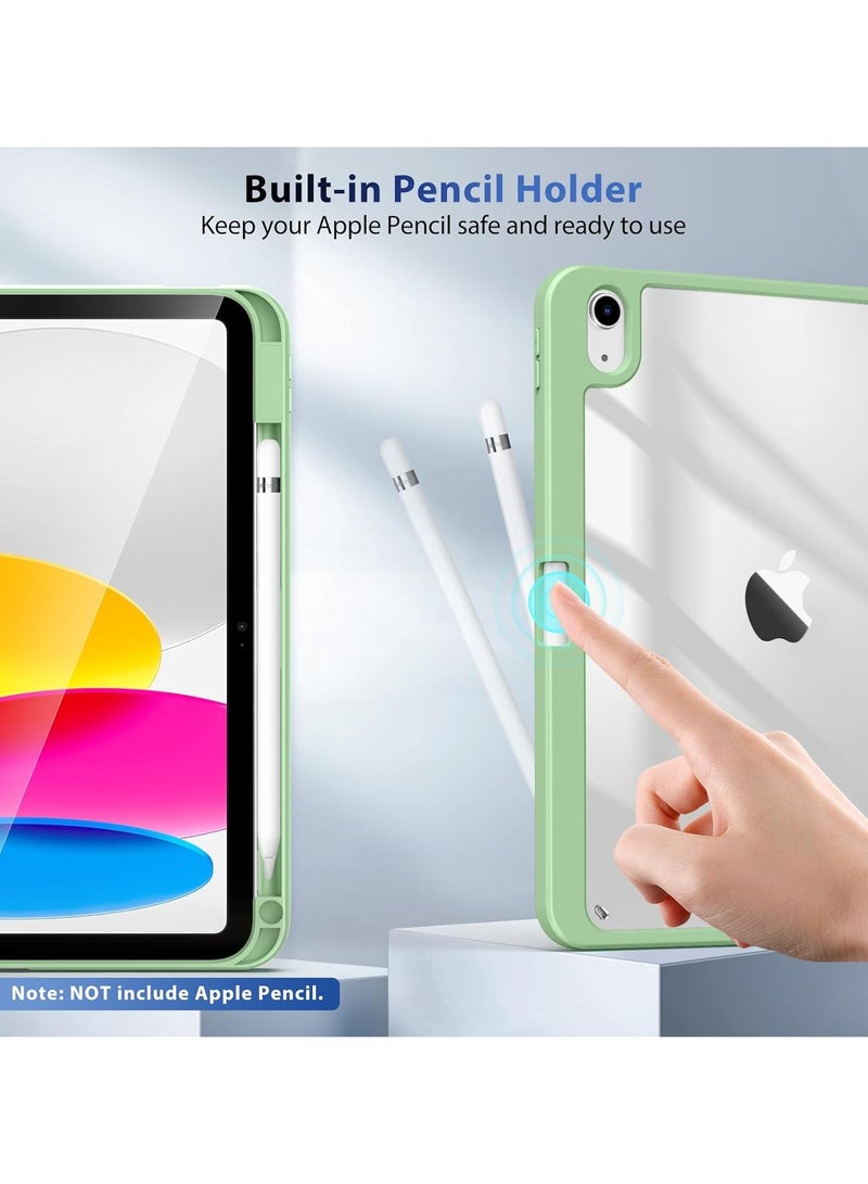 DUSALA Case for iPad (A16) 11th Generation 11 Inch 2025, iPad 10th Generation Case 10.9 Inch 2022 with Pencil Holder,Slim Protective Cover with Clear Back Shell,Auto Wake/Sleep, (Green) - Image 4