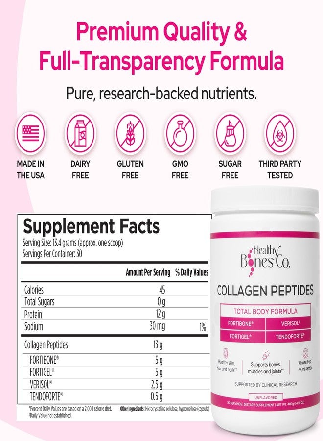 Healthy Bones Co. FORTIBONE® Premium Bone Health Collagen Peptides w/FORTIGEL®, VERISOL® & TENDOFORTE®, Clinically-Supported for Bones, Joints Skin Hair Nails, Hydrolyzed Collagen, Anti-Aging Formula (30 Servings) - Image 4
