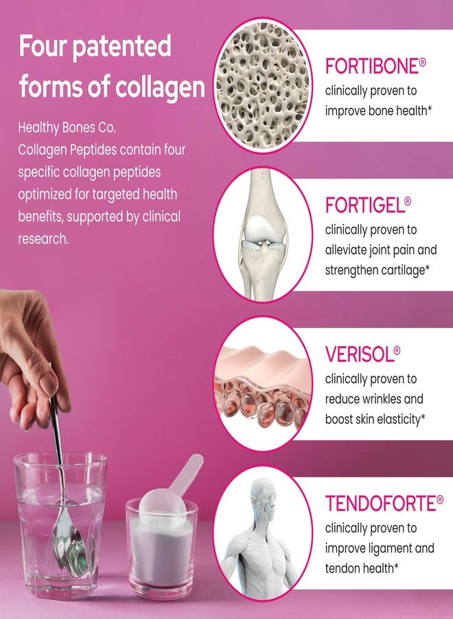 Healthy Bones Co. FORTIBONE® Premium Bone Health Collagen Peptides w/FORTIGEL®, VERISOL® & TENDOFORTE®, Clinically-Supported for Bones, Joints Skin Hair Nails, Hydrolyzed Collagen, Anti-Aging Formula (30 Servings) - Image 3