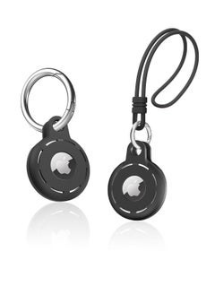 Fazza AirTag Holder Soft Silicone Case 2 Pack with Keychain Accessories for Easy Attachment to Wallets Keys Luggages Bags and Pet Collars (Black)  - Image 1
