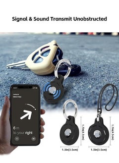Fazza AirTag Holder Soft Silicone Case 2 Pack with Keychain Accessories for Easy Attachment to Wallets Keys Luggages Bags and Pet Collars (Black)  - Image 5
