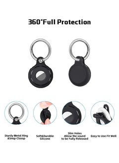 Fazza AirTag Holder Soft Silicone Case 2 Pack with Keychain Accessories for Easy Attachment to Wallets Keys Luggages Bags and Pet Collars (Black)  - Image 2