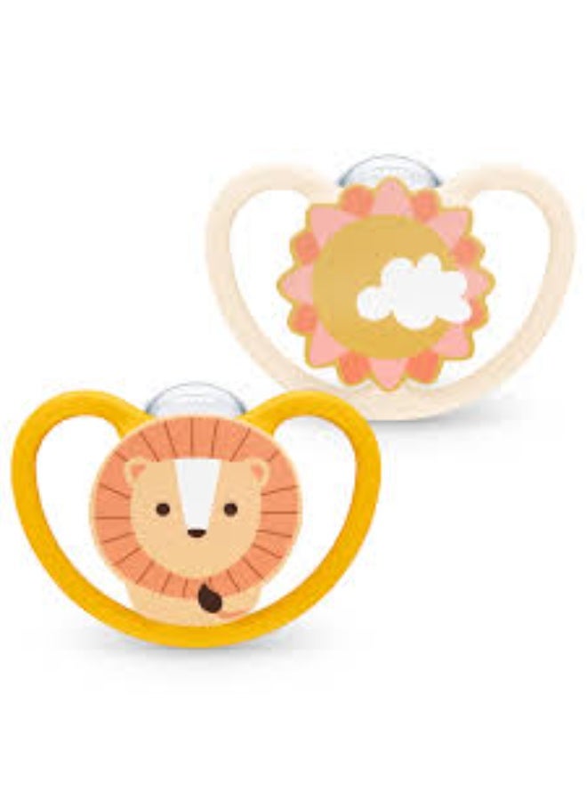 Nuk baby pacifier orange lion 6-18 month 2 piece