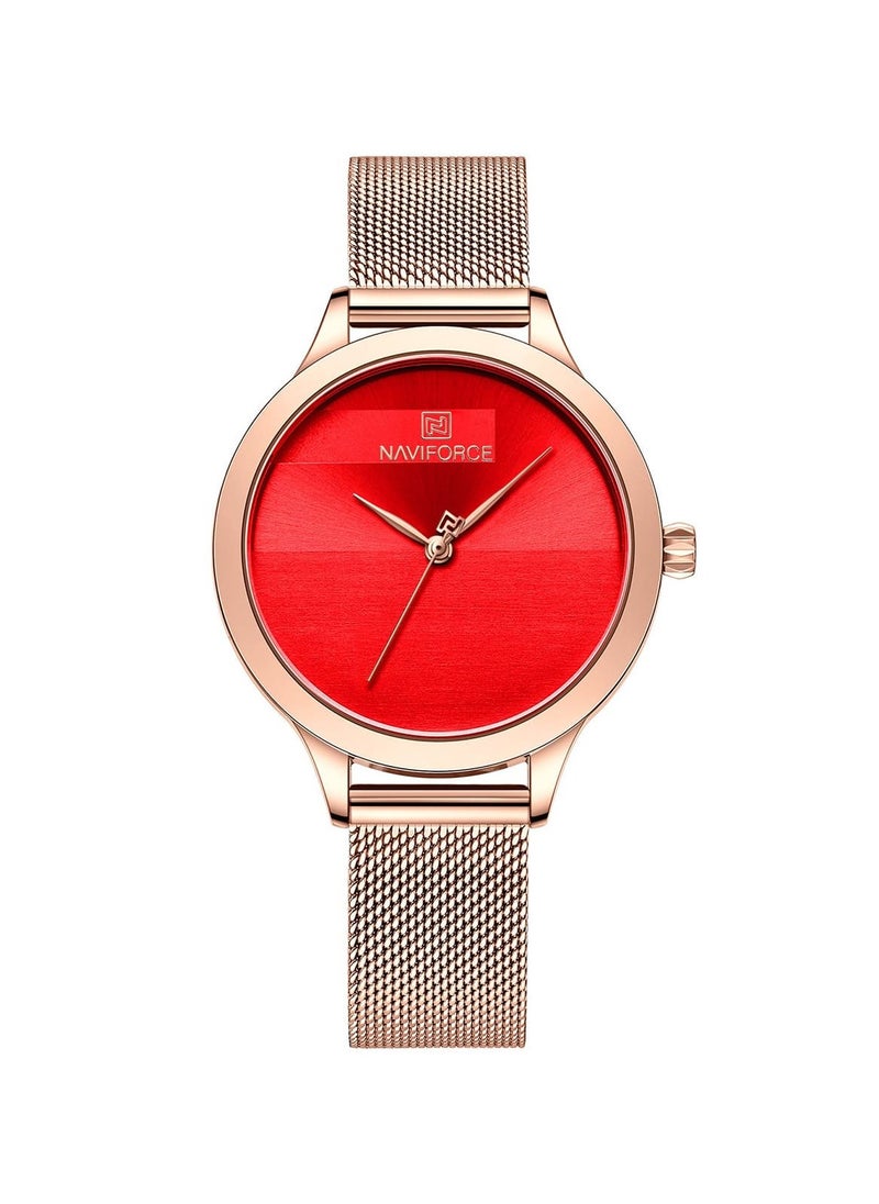 NAVIFORCE - Elegant Women's Quartz Watch Stylish Round Dial with Minimalist Design Stainless Steel Mesh Strap Fashionable Timepiece for Everyday Wear and Special Occasions - Image 1