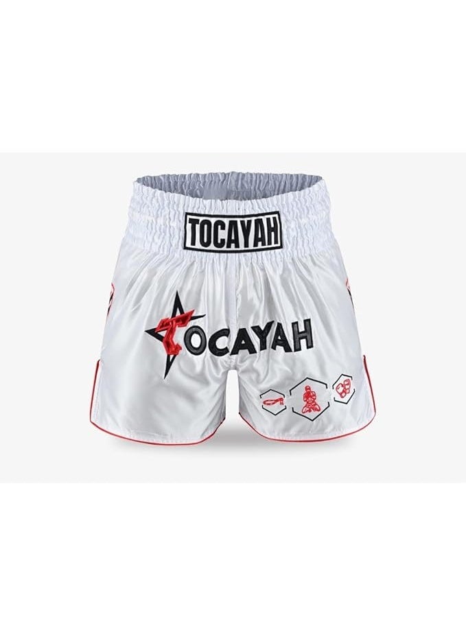 توكايا شورت مواي تاي Tocayah Classic Spirit للرجال والنساء | شورت ملاكمة فاخر من الساتان، خفيف الوزن وقابل للتنفس مع حزام خصر مطاطي لـMMA والكيك بوكسينغ والتدريب - Image 2