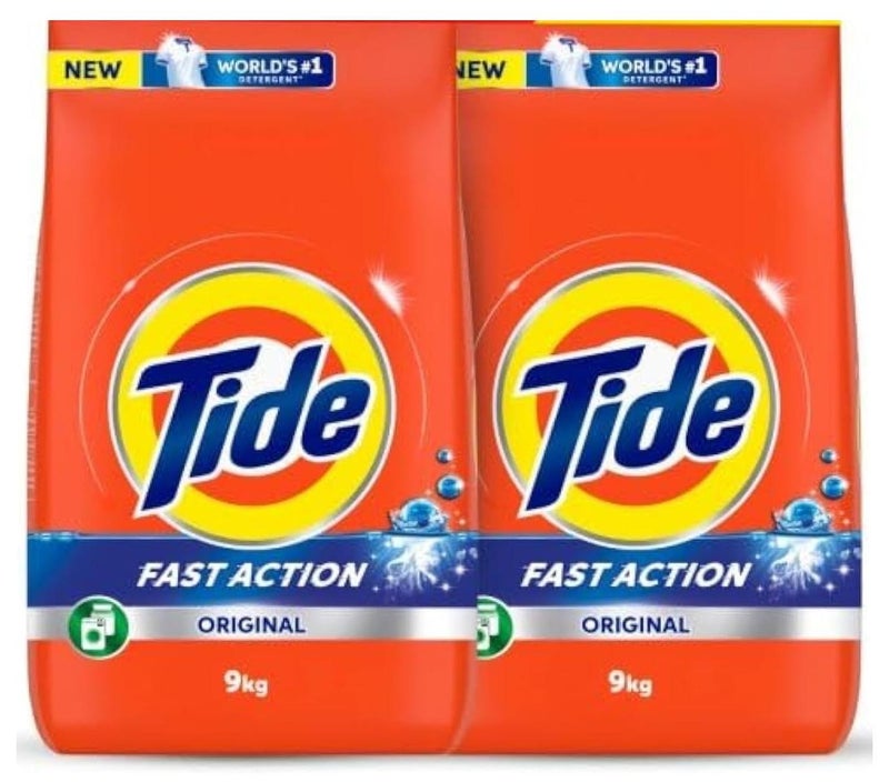 Tide Fast Action Laundry Detergent Powder Dual Pack 2 x 9kg Automatic - Image 1