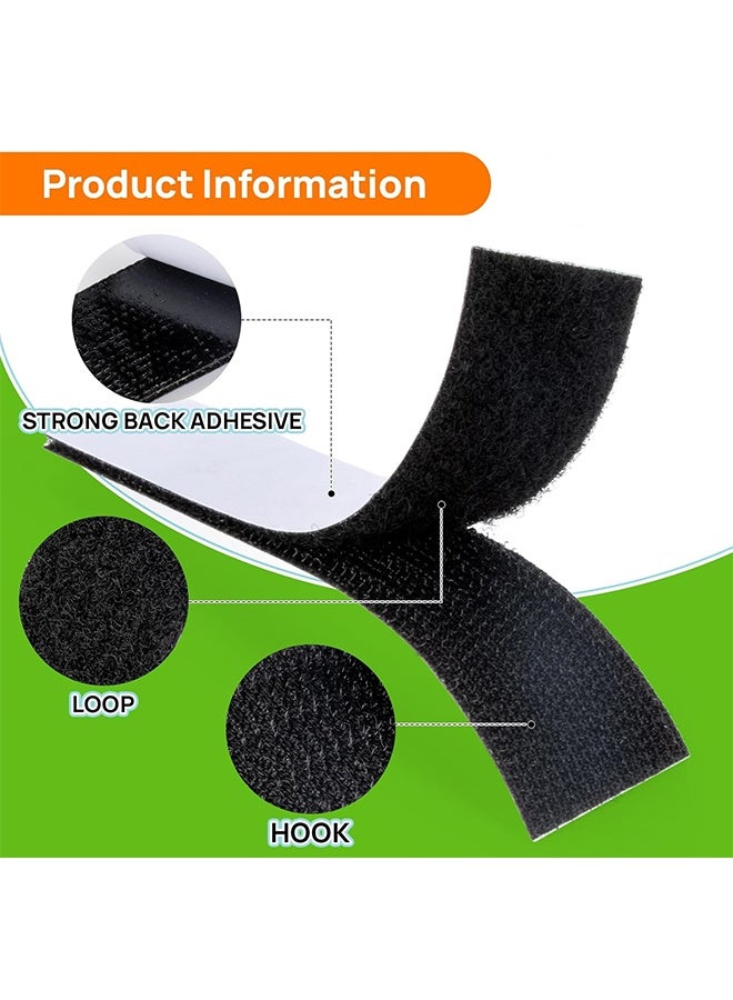 25x100mm 15 Pieces Hook and Loop Tape Strips, with Adhesive Sticky Back Fastener, Heavy Duty Double Side Mounting Tape Industrial Strength Interlocking Tape for Home School Office(Black)  - Image 2