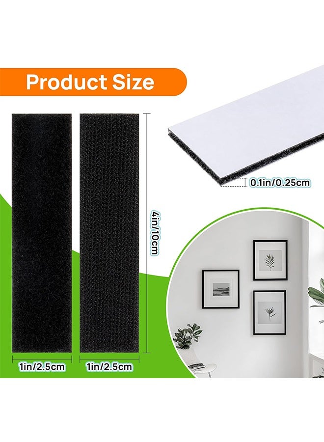 25x100mm 15 Pieces Hook and Loop Tape Strips, with Adhesive Sticky Back Fastener, Heavy Duty Double Side Mounting Tape Industrial Strength Interlocking Tape for Home School Office(Black)  - Image 3