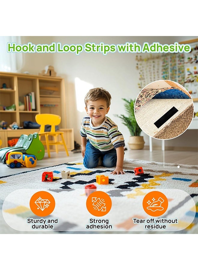 25x100mm 15 Pieces Hook and Loop Tape Strips, with Adhesive Sticky Back Fastener, Heavy Duty Double Side Mounting Tape Industrial Strength Interlocking Tape for Home School Office(Black)  - Image 4