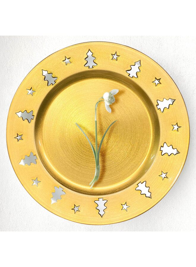 6PCS Gold Christmas Tree Charger Plates - 13" Reusable Openwork Holidays Party Decorations Round Chargers for Dinner Plate - Image 2