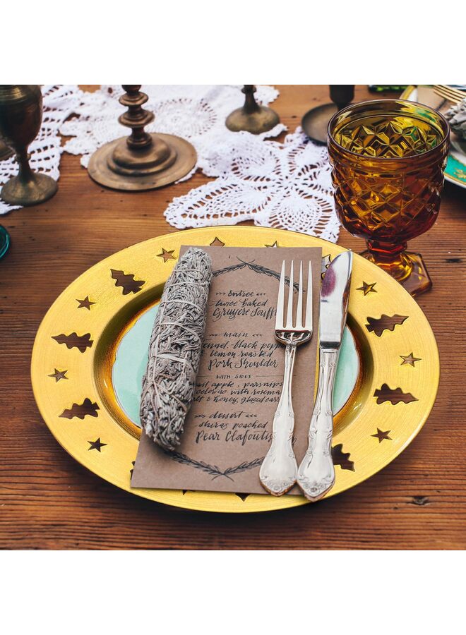 6PCS Gold Christmas Tree Charger Plates - 13" Reusable Openwork Holidays Party Decorations Round Chargers for Dinner Plate - Image 5