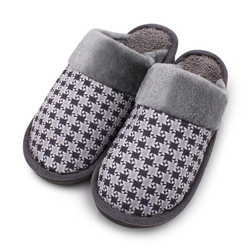 VRITRAZ Rhomb Design | Anti Skid | Lightweight Indoor Winter Slipper For Boys and Mens, Warm House Chappal, Casual Flats (Color-Grey, Size-7) - Image 1