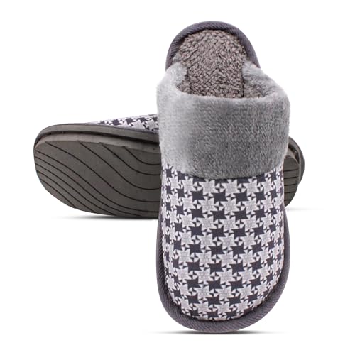VRITRAZ Rhomb Design | Anti Skid | Lightweight Indoor Winter Slipper For Boys and Mens, Warm House Chappal, Casual Flats (Color-Grey, Size-7) - Image 3